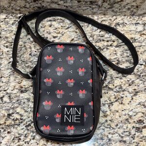 Disney Minnie Black Crossbody Bag with Zipper